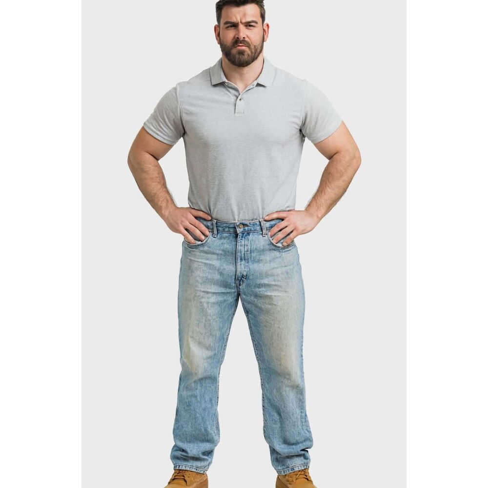 Hunt Club Jeans Straight Leg Blue Medium Wash Distressed Denim Men's Size 33"